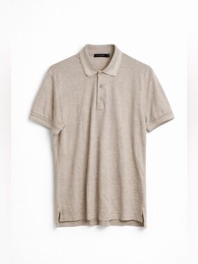 ZEGNA Men’s Light Taupe Premium Cotton Blend Polo Shirt